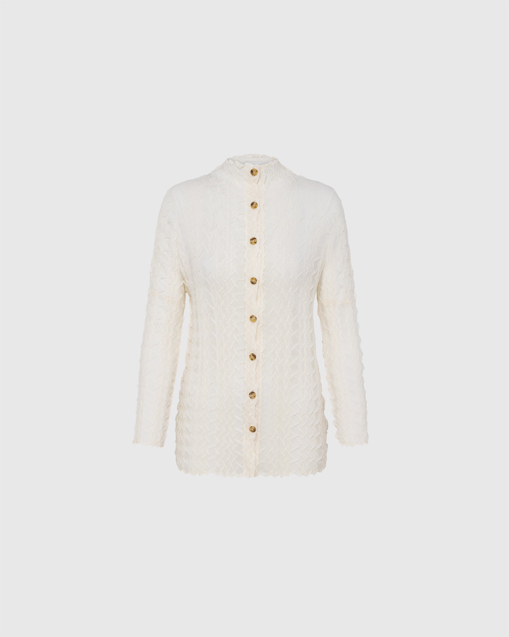 X Plissee Longsleeve - Creme | WILLIAM FAN