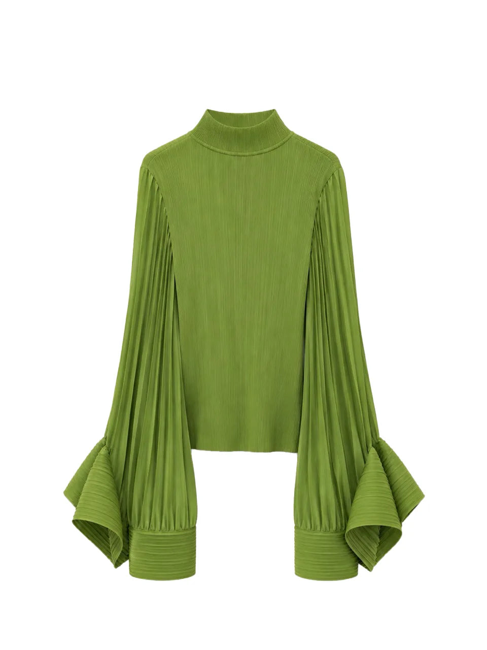 SS27 green pleated blouse